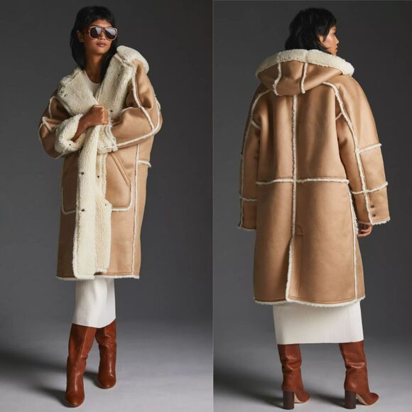 Anthropologie Pilcro Sherpa Reversible Coat - Picture 1 of 6